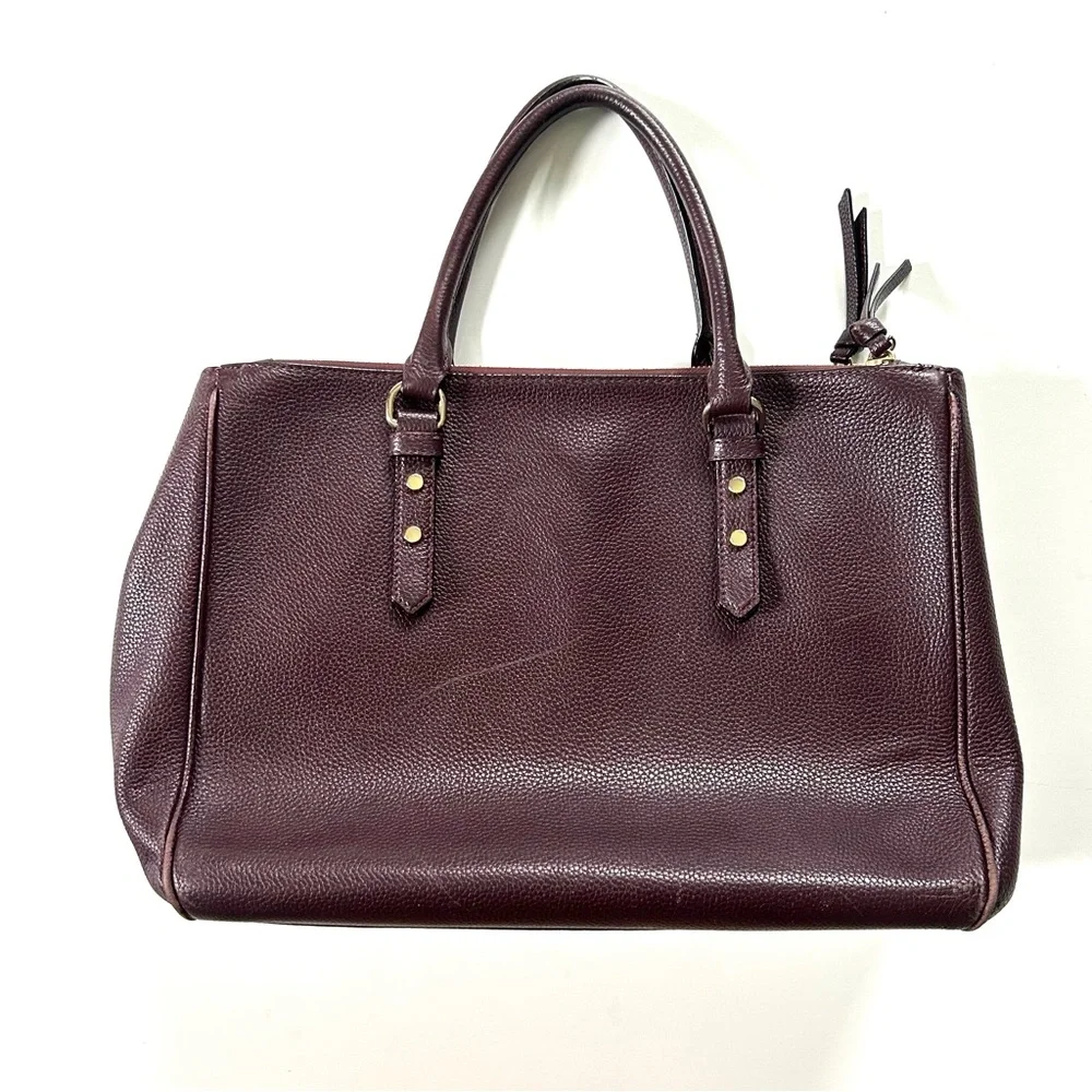 Kate Spade Mahogany Pebbled Leather Mulberry Street Leighann Satchel Purse Bag